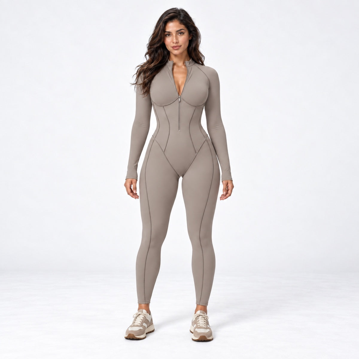 Front view of the Oat Milk Anywhere Jumpsuit.